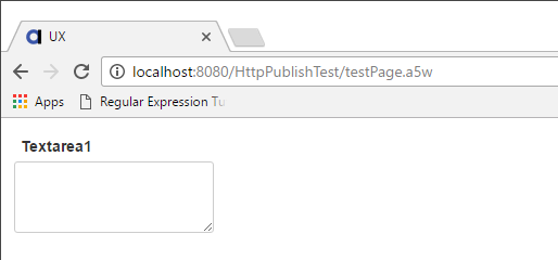 Viewing the published testPage.a5w on the server.